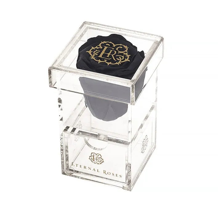 Eternal Roses® One Black Rose - Madison Single Rose Gift Box in Midnight