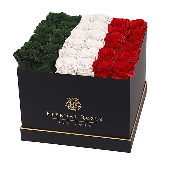 Eternal Roses® Centerpiece Black Lennox Grand Gift Box in Flag Design