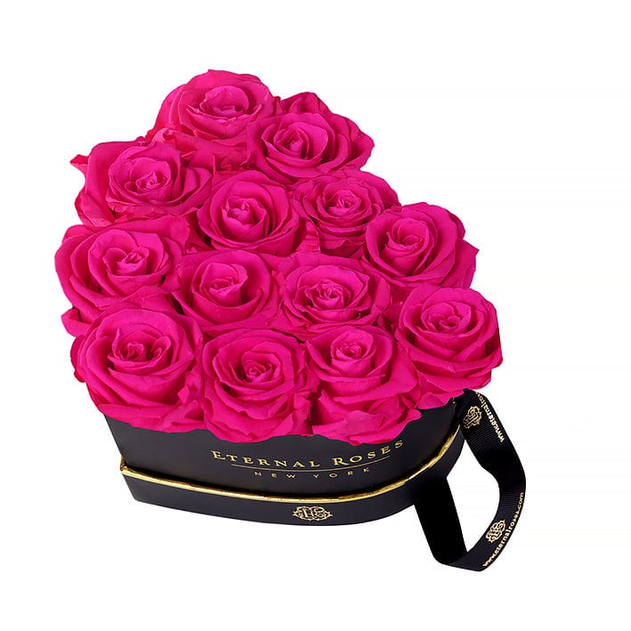 Eternal Roses® Gift Box Black / Hot Pink Chelsea Eternal Rose Box | Shop Heart Gift Box