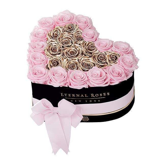 Eternal Roses® Black / Pink Martini Gold Grand Chelsea Mezzo Eternal Rose Gift Box