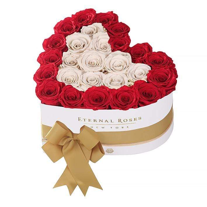 Eternal Roses® White / Scarlet Serafina Mezzo Eternal Rose Gift Box - NEW