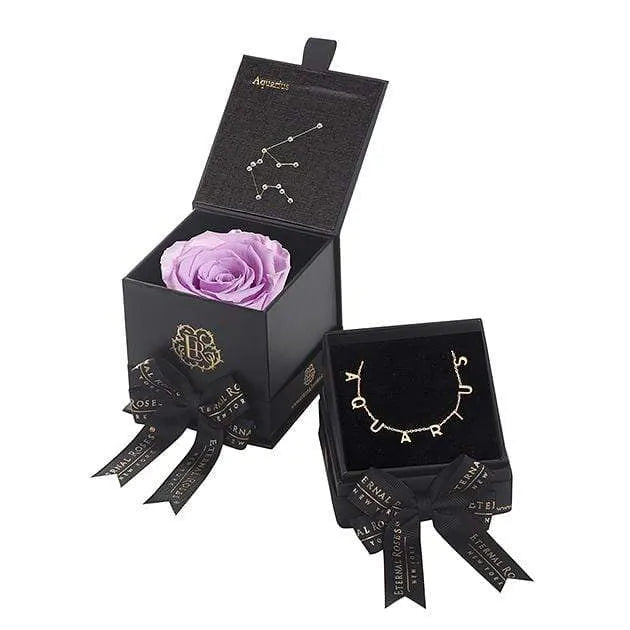 Eternal Roses® Lilac Aquarius Astor Box & Necklace Bundle
