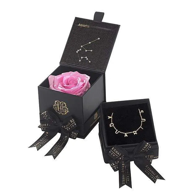 Eternal Roses® Primrose Aquarius Astor Box & Necklace Bundle
