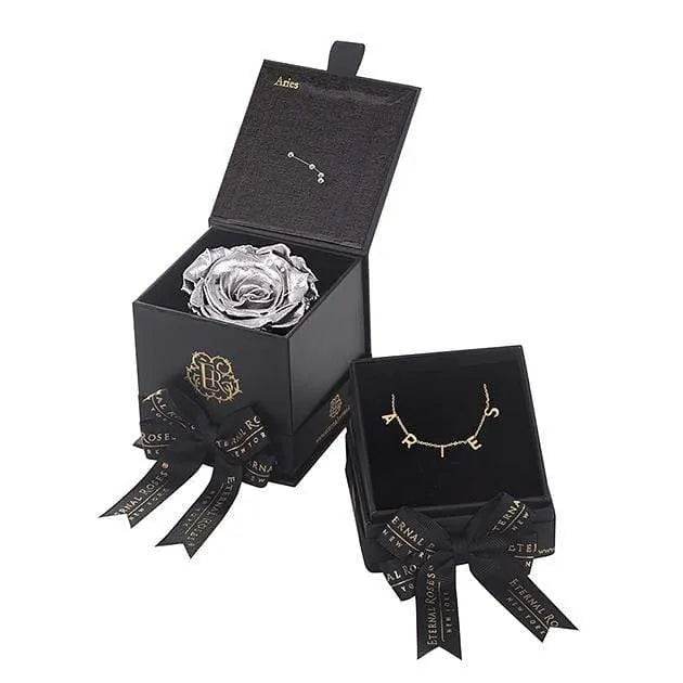 Eternal Roses® Silver Aries Astor Box & Necklace Bundle