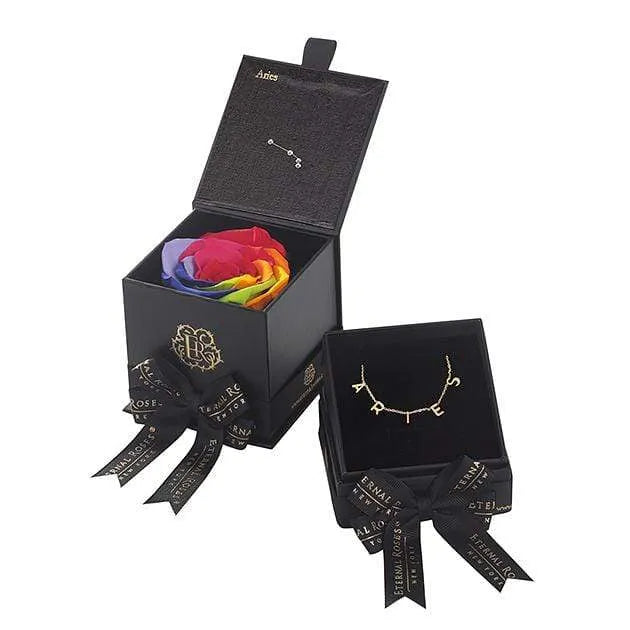 Eternal Roses® Rainbow Aries Astor Box & Necklace Bundle