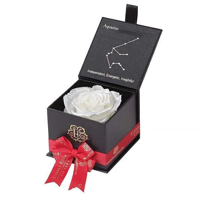 Eternal Roses® Black / Pearly White Astor Eternal Rose Gift Box - Aquarius