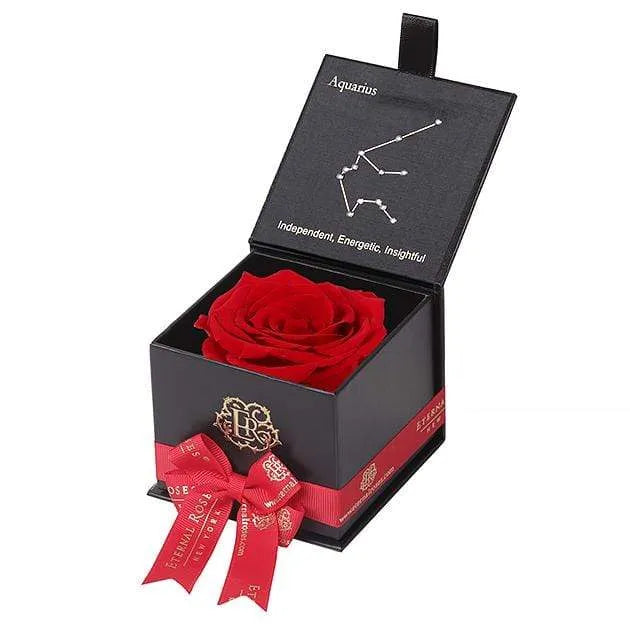 Eternal Roses® Black / Scarlet Astor Eternal Rose Gift Box - Aquarius