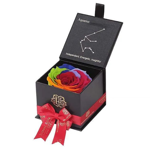 Eternal Roses® Black / Rainbow Astor Eternal Rose Gift Box - Aquarius