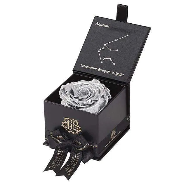 Eternal Roses® Black / Silver Astor Eternal Rose Gift Box - Aquarius