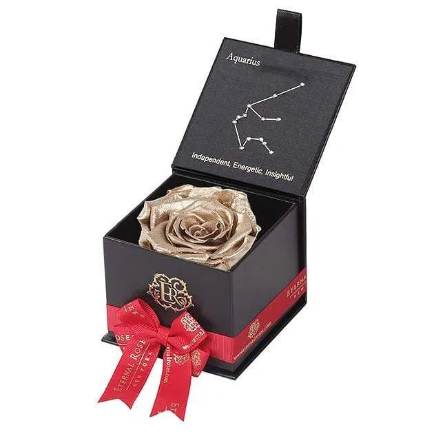 Eternal Roses® Black / Gold Astor Eternal Rose Gift Box - Aquarius
