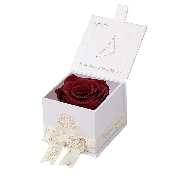 Eternal Roses® White / Wineberry Astor Eternal Rose Gift Box - Capricorn