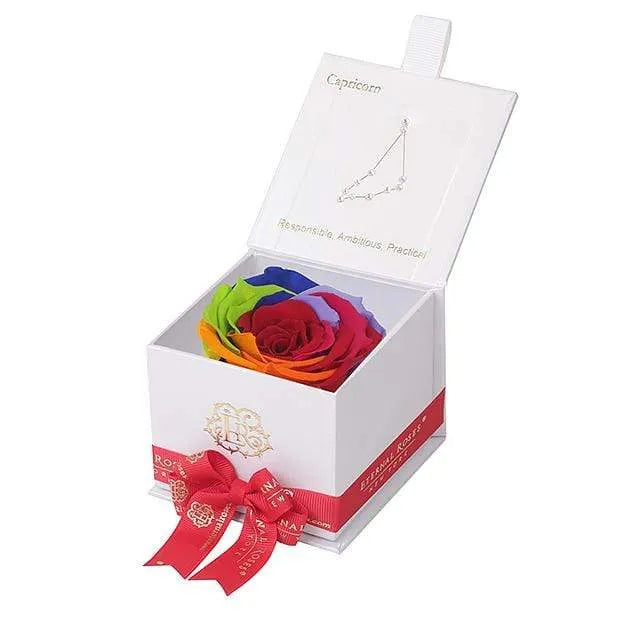 Eternal Roses® White / Rainbow Astor Eternal Rose Gift Box - Capricorn