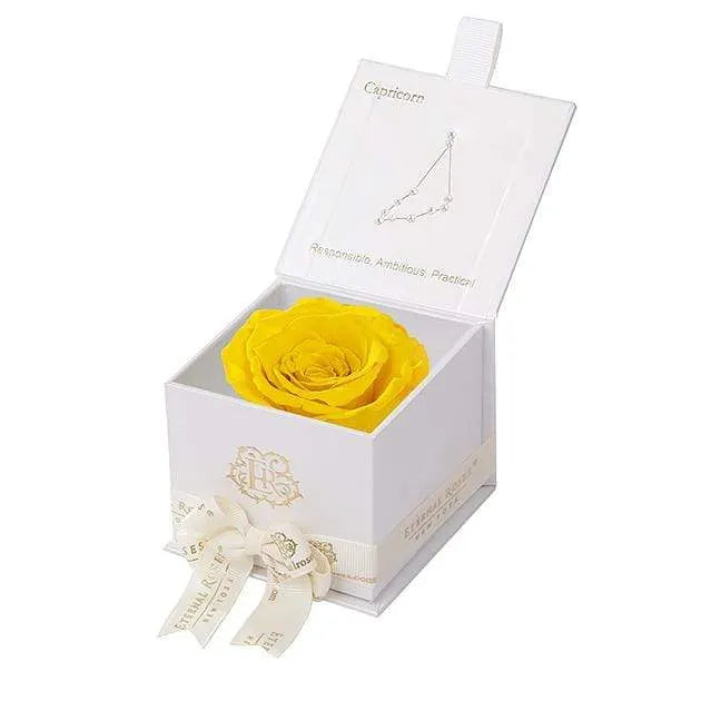 Eternal Roses® White / Friendship Yellow Astor Eternal Rose Gift Box - Capricorn