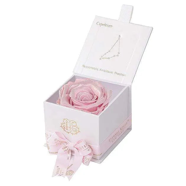 Eternal Roses® White / Pearly Pink Astor Eternal Rose Gift Box - Capricorn