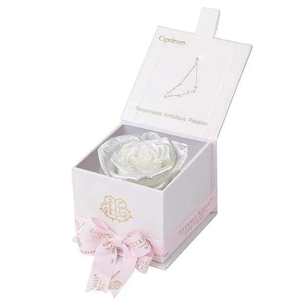 Eternal Roses® White / Pearly White Astor Eternal Rose Gift Box - Capricorn