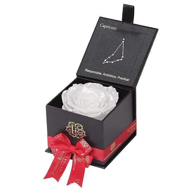 Eternal Roses® Black / Pearly White Astor Eternal Rose Gift Box - Capricorn
