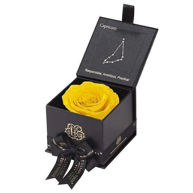 Eternal Roses® Black / Friendship Yellow Astor Eternal Rose Gift Box - Capricorn