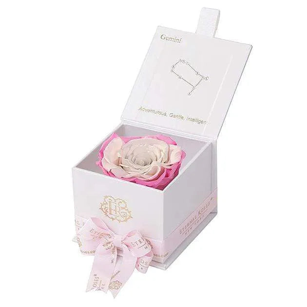 Eternal Roses® White / Sweet Pink Astor Eternal Rose Gift Box - Gemini