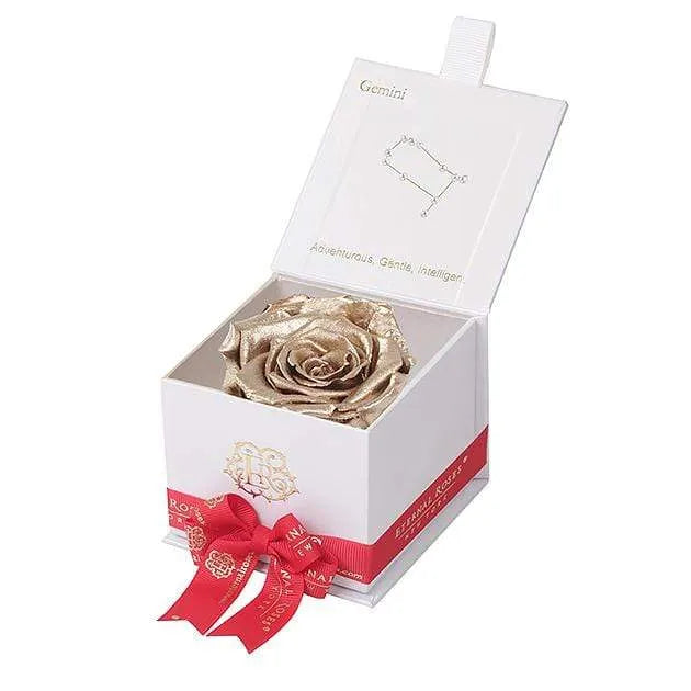 Eternal Roses® White / Gold Astor Eternal Rose Gift Box - Gemini