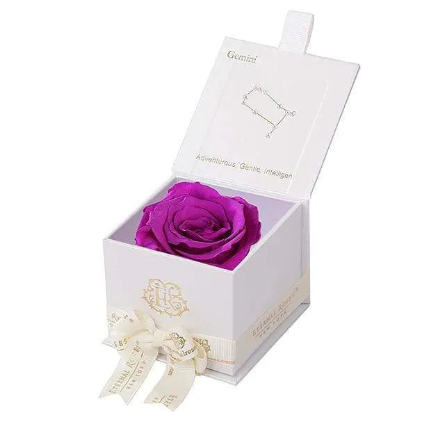 Eternal Roses® White / Orchid Astor Eternal Rose Gift Box - Gemini