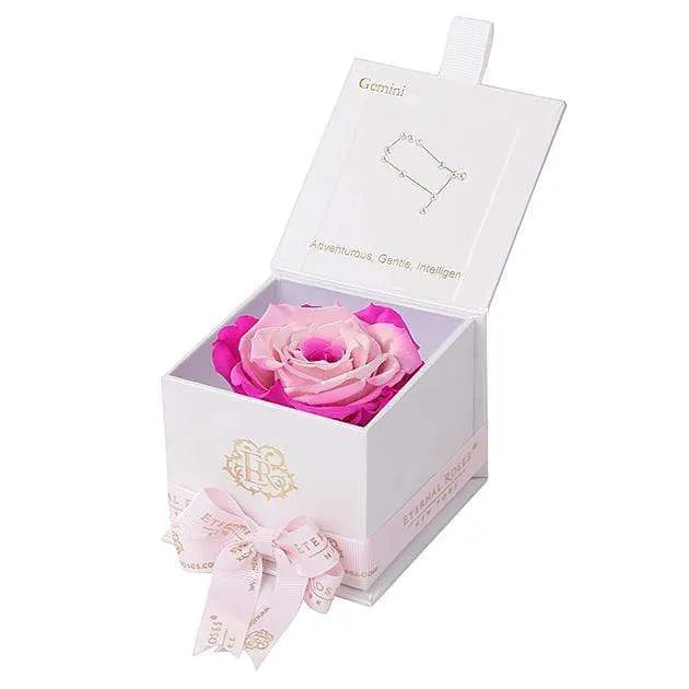 Eternal Roses® White / Fuschia Lily Astor Eternal Rose Gift Box - Gemini