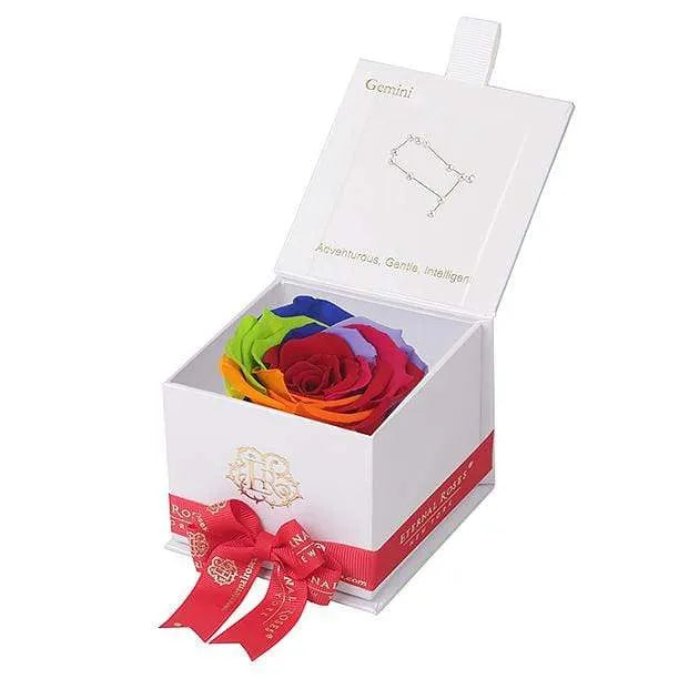 Eternal Roses® White / Rainbow Astor Eternal Rose Gift Box - Gemini