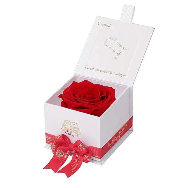 Eternal Roses® White / Scarlet Astor Eternal Rose Gift Box - Gemini