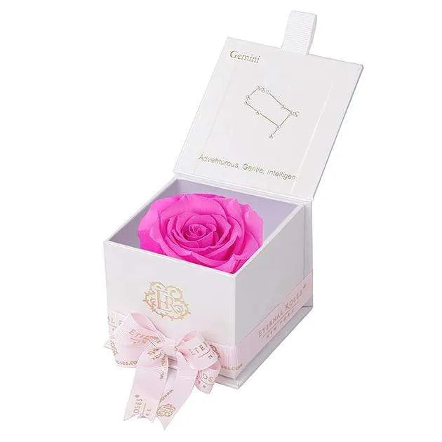 Eternal Roses® White / Hot Pink Astor Eternal Rose Gift Box - Gemini