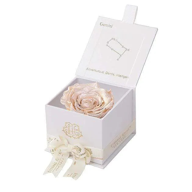 Eternal Roses® White / Pearly Champagne Astor Eternal Rose Gift Box - Gemini
