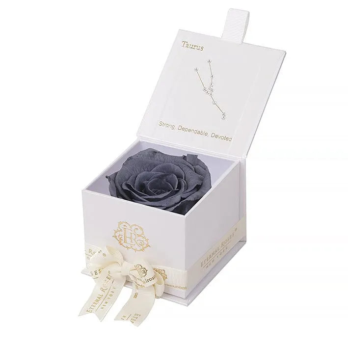Eternal Roses® Astor Gift Box White / Stormy Astor Eternal Rose Gift Box - Taurus