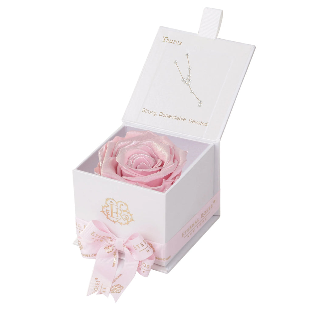 Eternal Roses® Astor Gift Box White / Pearly Pink Astor Eternal Rose Gift Box - Taurus