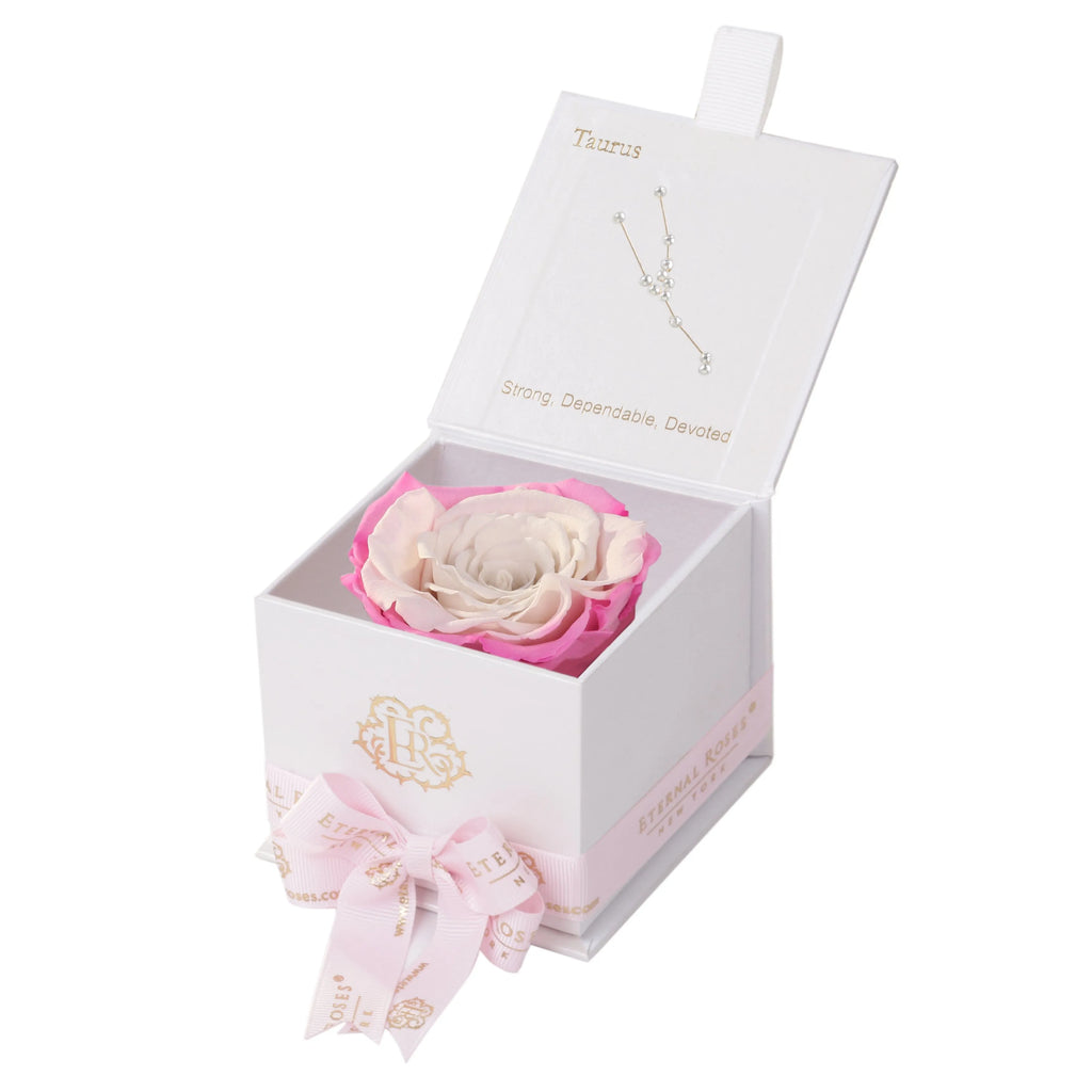 Eternal Roses® Astor Gift Box White / Sweet Pink Astor Eternal Rose Gift Box - Taurus