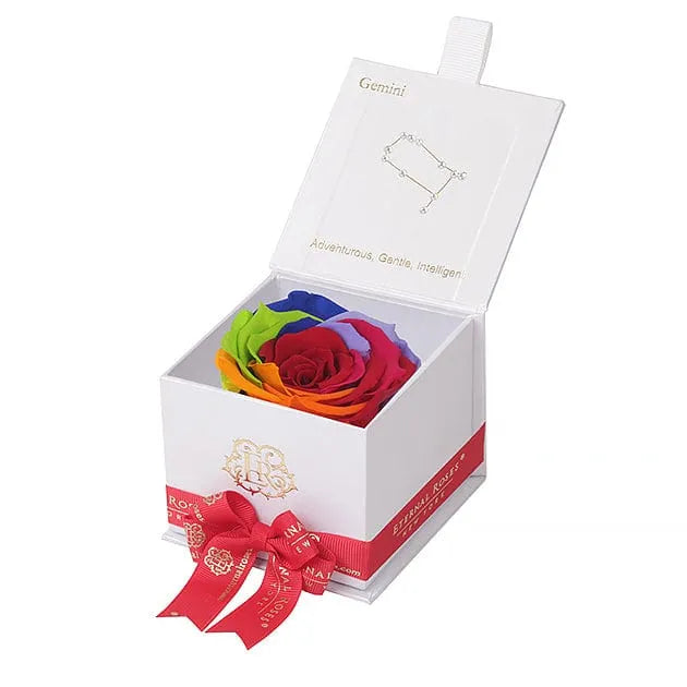 Eternal Roses® Astor Gift Box Gemini Astor White Gift Box in Rainbow ALL SIGNS