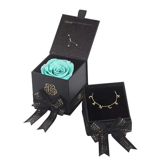 Eternal Roses® Astor Gift Box Tiffany Blue Cancer Astor Box & Necklace Bundle