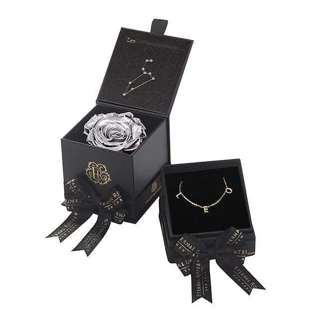 Eternal Roses® Astor Gift Box Silver Leo Astor Box & Necklace Bundle