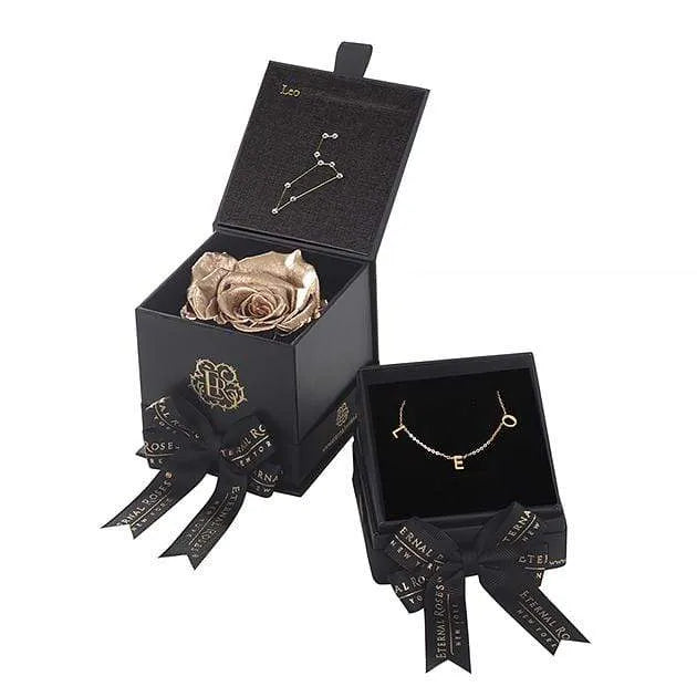 Eternal Roses® Astor Gift Box Gold Leo Astor Box & Necklace Bundle