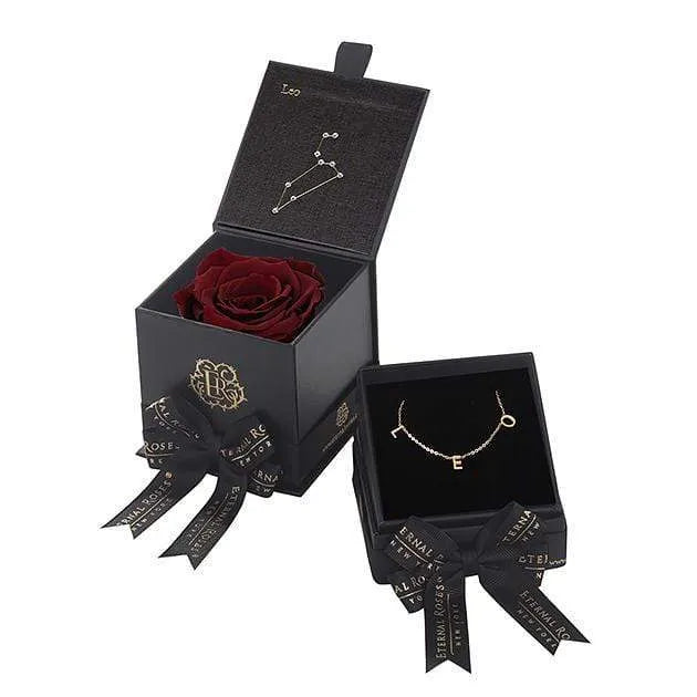 Eternal Roses® Astor Gift Box Wineberry Leo Astor Box & Necklace Bundle