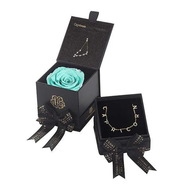 Eternal Roses® Tiffany Blue Capricorn Astor Box & Necklace Bundle