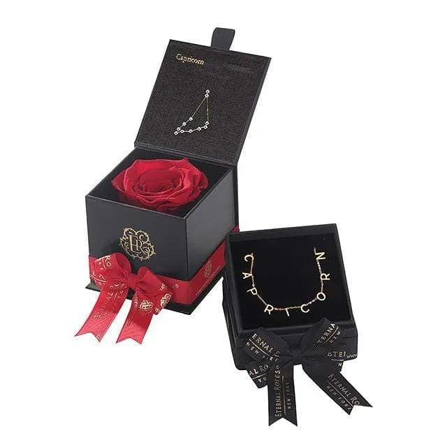 Eternal Roses® Scarlet Capricorn Astor Box & Necklace Bundle