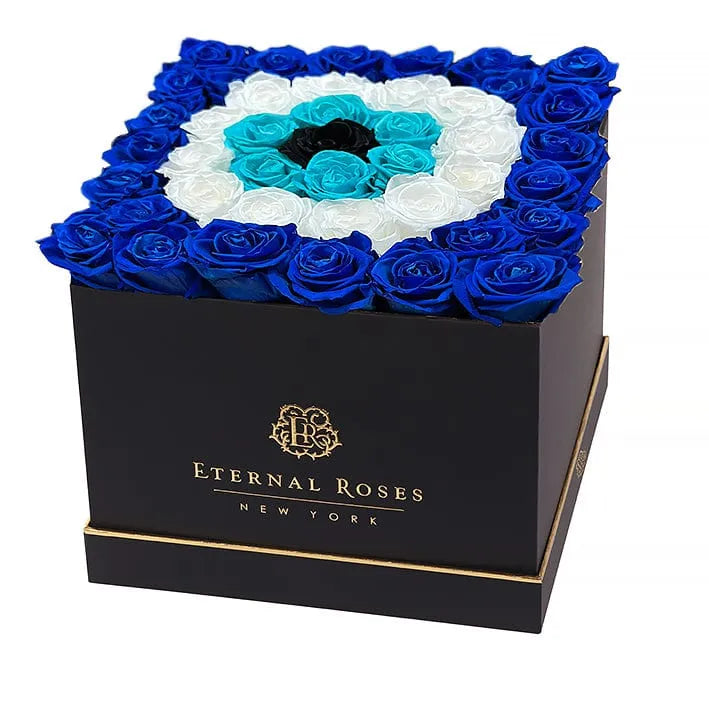 Eternal Roses® Centerpiece Black Grand Lennox Gift Box in Evil Eye Design