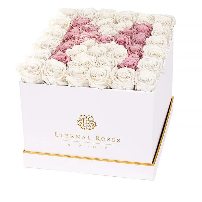 Eternal Roses® Centerpiece White Grand Lennox Gift Box in Letter Design