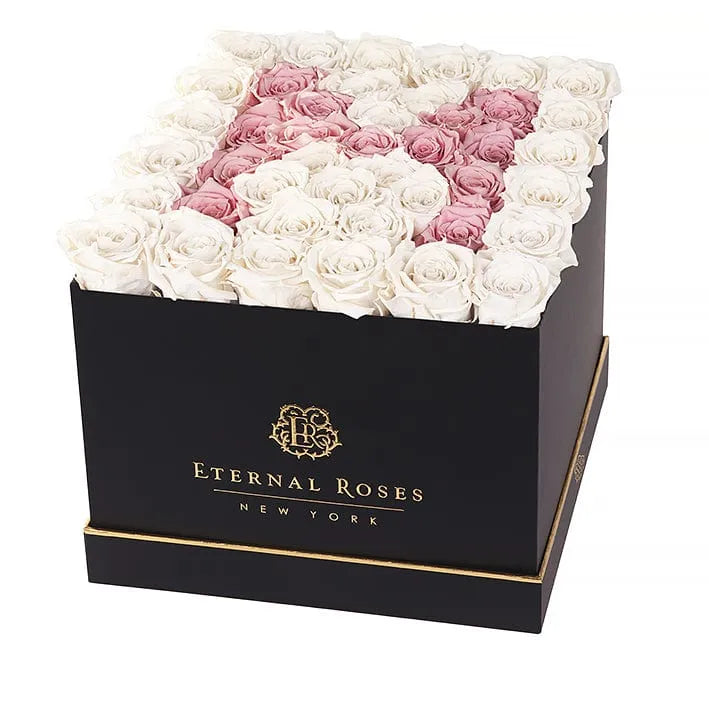 Eternal Roses® Centerpiece Black Grand Lennox Gift Box in Letter Design