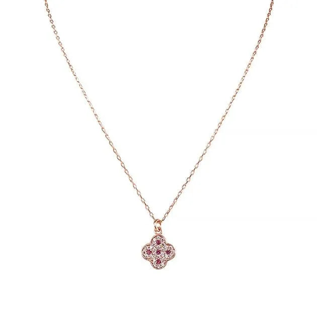 Eternal Roses® Clover Pave Necklace in Ruby
