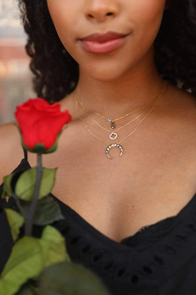 Eternal Roses® Colorful Half Moon Necklace