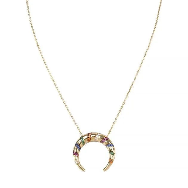 Eternal Roses® Colorful Half Moon Necklace