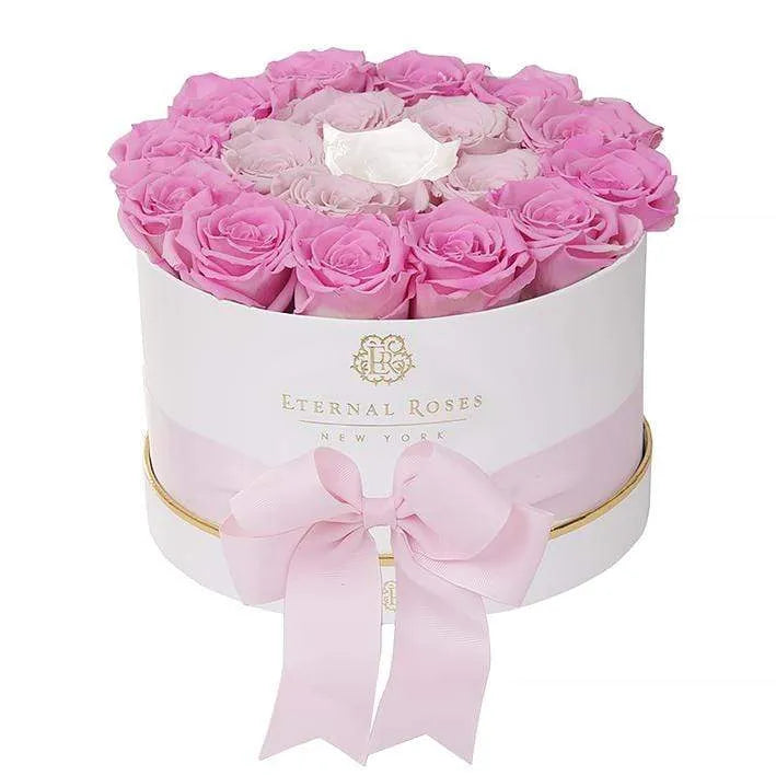Eternal Roses® White Empire Mother's Day Gift Box in Pink Ombré