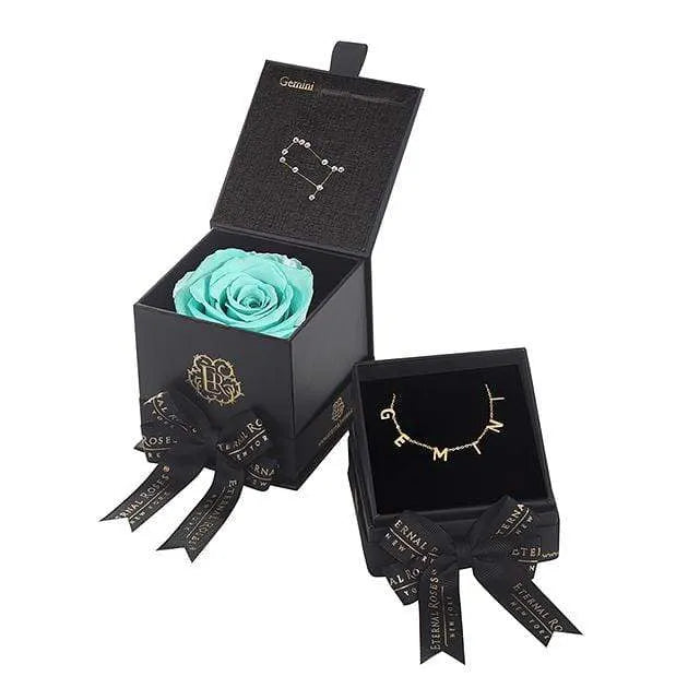 Eternal Roses® Tiffany Blue Gemini Astor Box & Necklace Bundle