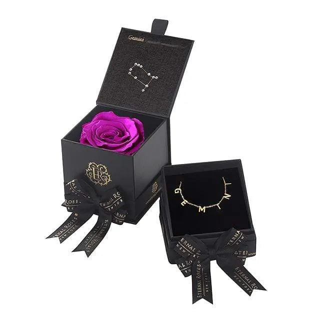 Eternal Roses® Orchid Gemini Astor Box & Necklace Bundle