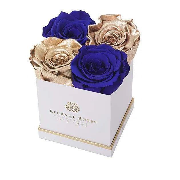 Eternal Roses® Gift Box White Graduation Day Lennox Gift Box Small in Royal Gold
