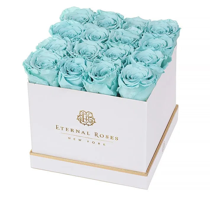 Eternal Roses® Gift Box White / Tiffany Blue Lennox 16 Eternal Rose Gift Box - Best Gift for Birthday/Anniversary